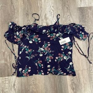 Floral cold shoulder top